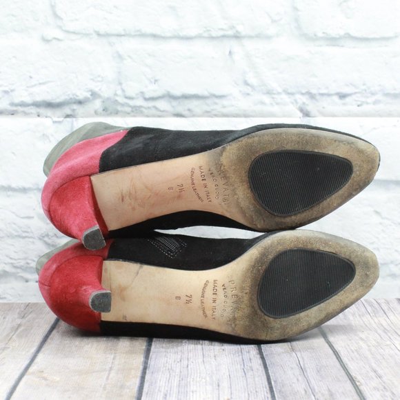 Prevata Colorblock Suede Side Zip Ankle Heeled Italian Booties 7.5 B - Picture 11 of 11